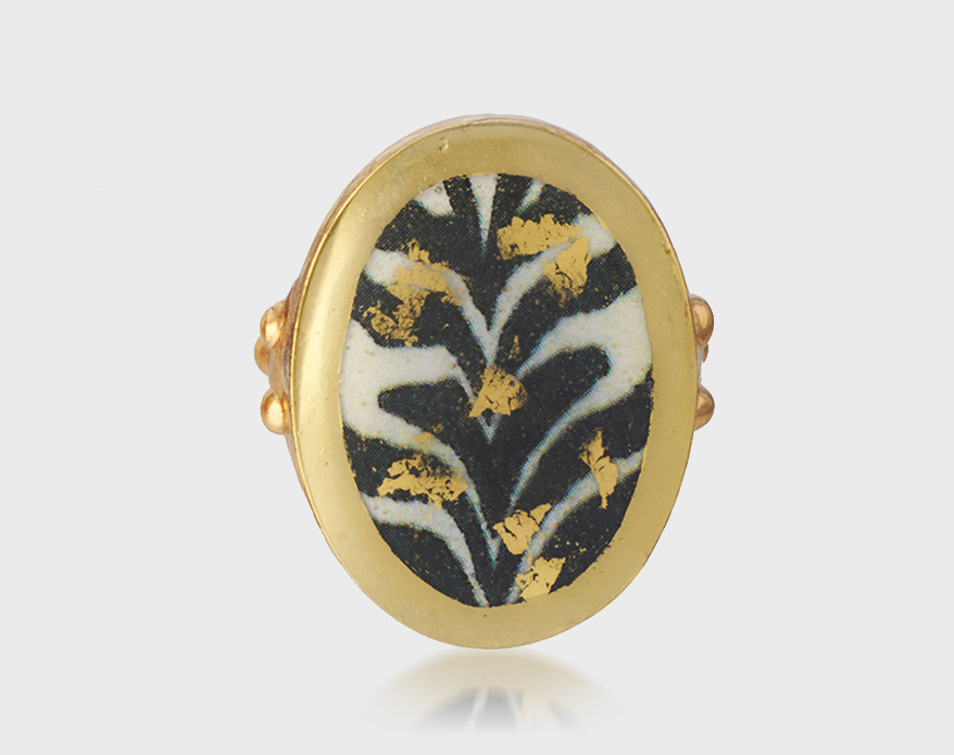 Evocateur Ring with 22K gold leaf and enamel.