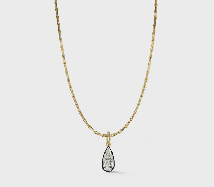 Jemma Wynne 18K gold 18K yellow gold Ada chain with bespoke pear diamond Connexion charm