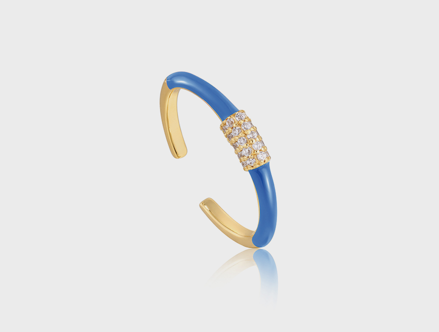 Ania Haie Sterling silver ring with 14K yellow gold plating and CZ.