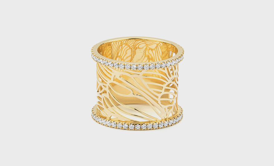 Facet Barcelona 14K yellow gold ring with diamonds