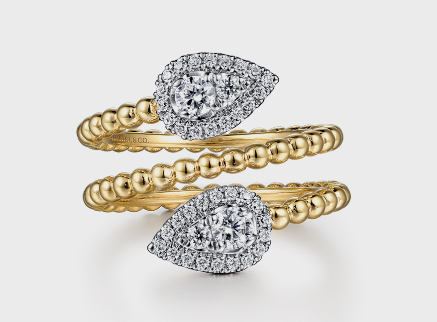Gabriel & Co. 14K white and yellow gold ring with diamonds.