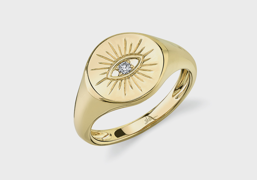 Shy Creation 14K yellow gold ring with diamond.