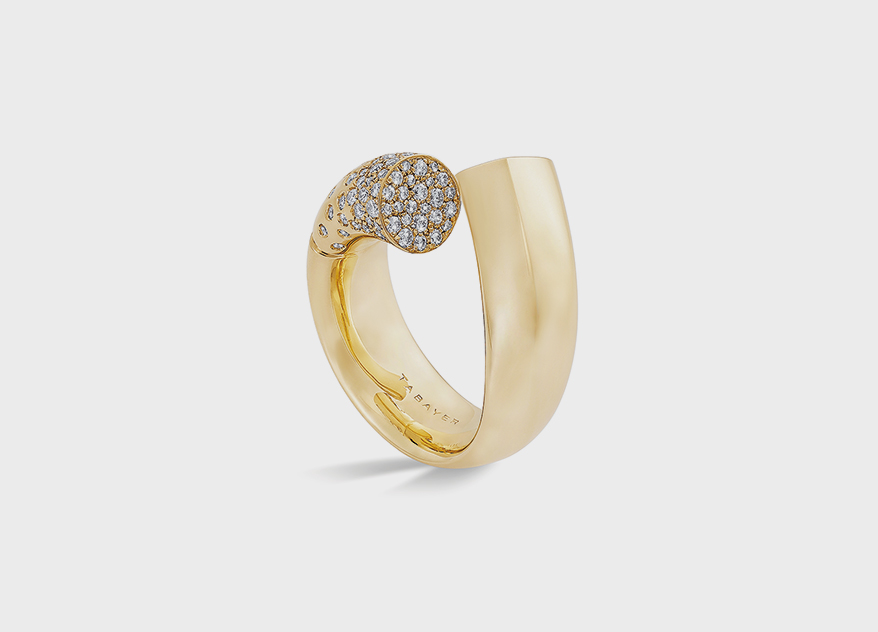 Tabayer 18K Fairmined yellow gold ring with diamonds.