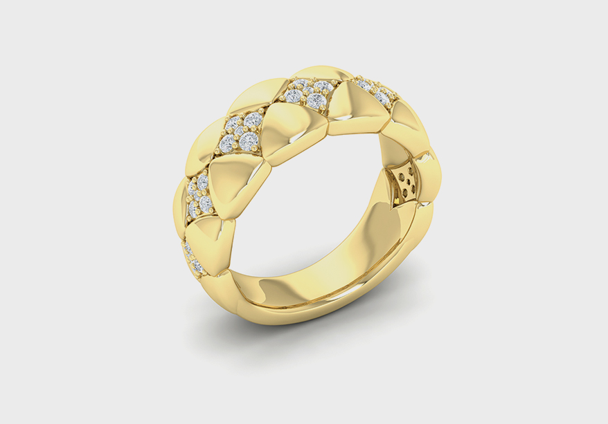 Vdora 14K yellow gold ring with diamonds.
