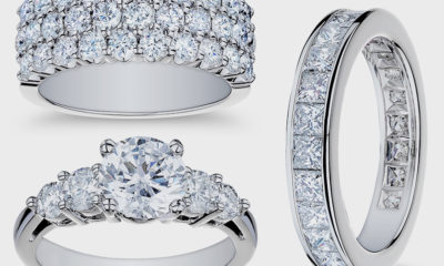 A selection of platinum bridal rings from REEDS.