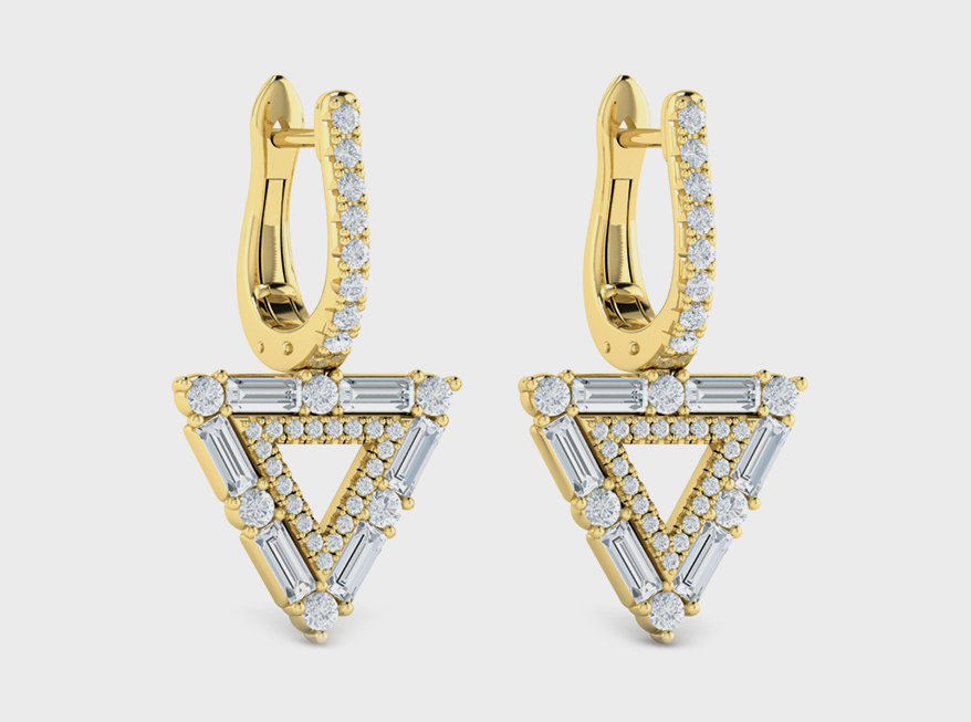 14K yellow gold earrings with diamonds 