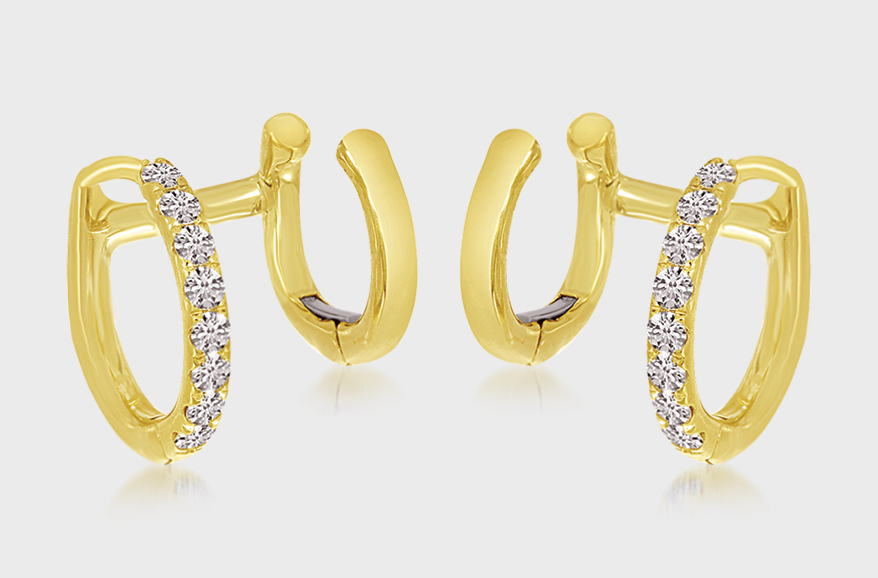 Brevani  14K yellow gold earrings with diamonds.