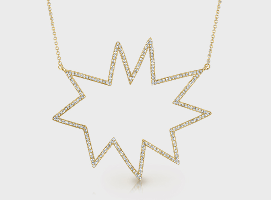 Emily Kuvin Jewelry  14K yellow gold necklace with diamonds
