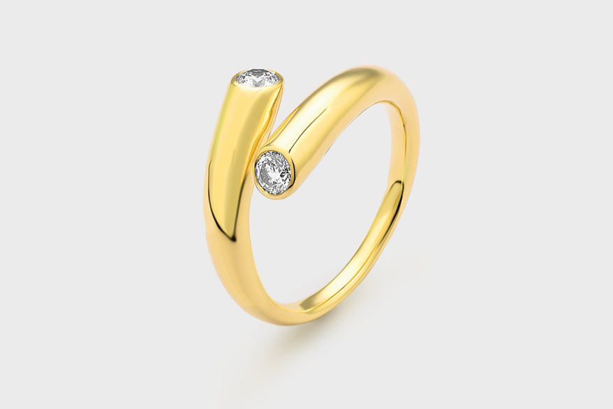 Facet Barcelona  14K yellow gold ring with diamonds