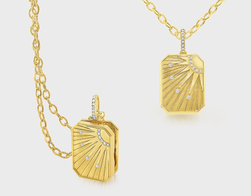 KC Designs  14K yellow gold locket necklace with diamonds.