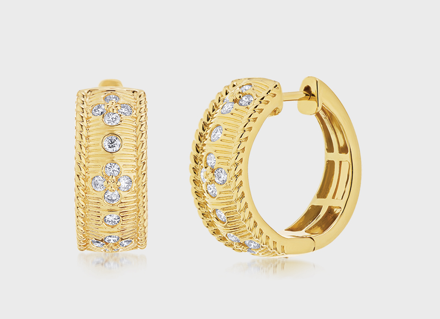 Shefi Diamonds  14K yellow gold huggie earrings with diamonds