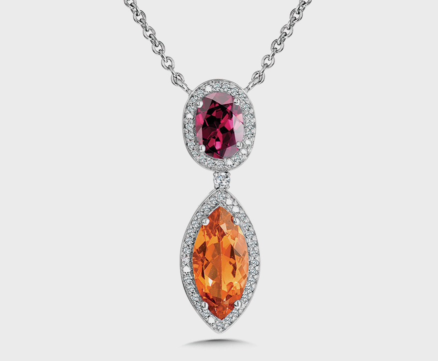 Colore Oro by SDC Creations 14K white gold pendant with tourmaline, citrine, and diamonds.