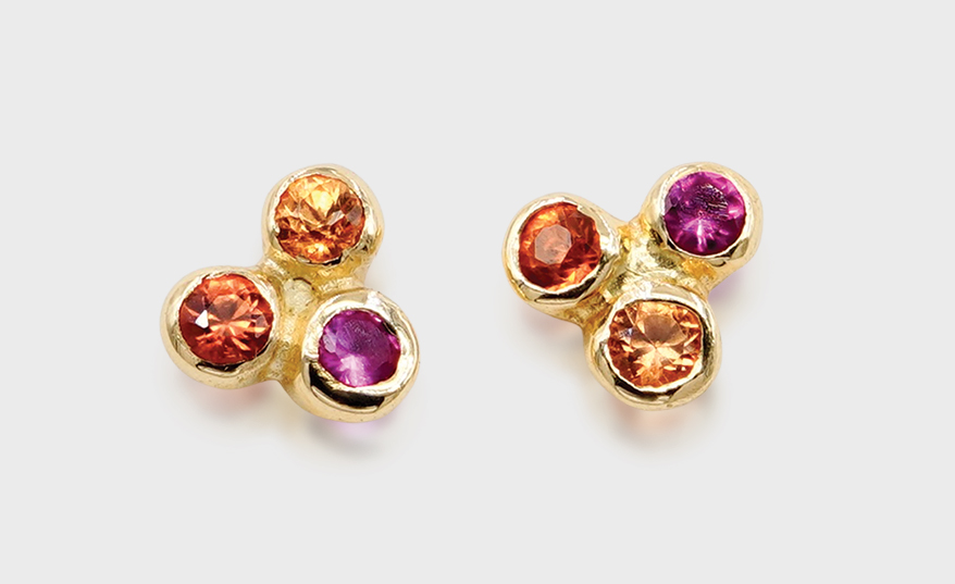 Morgan Patricia Designs 14K yellow gold earrings with sapphires.