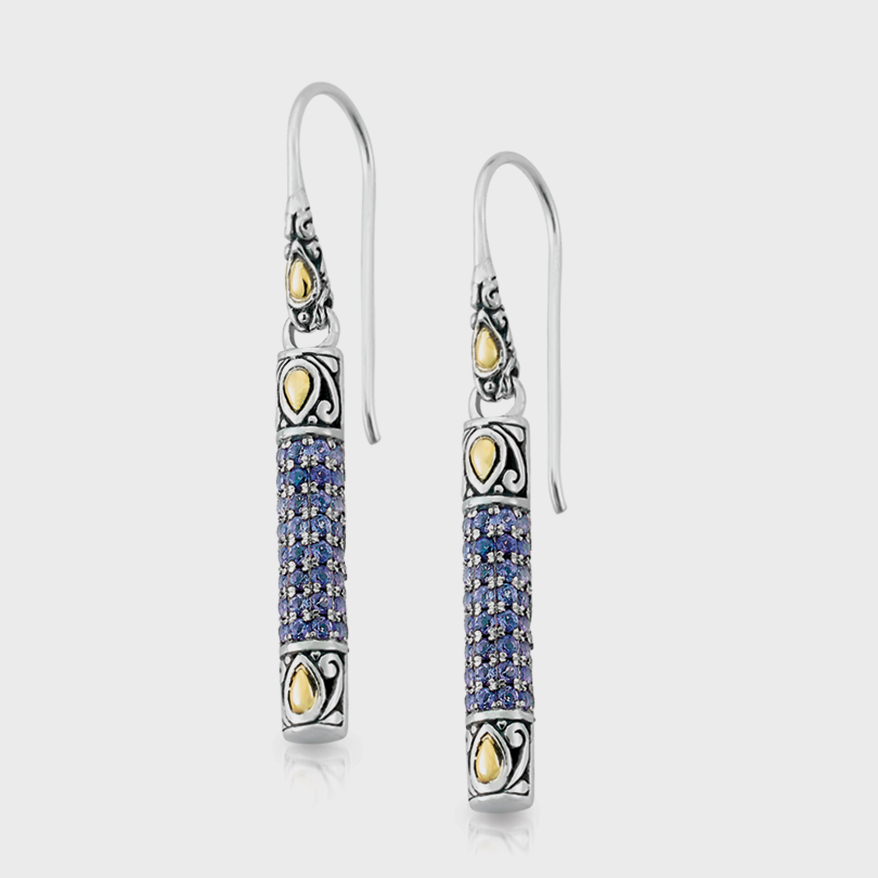 Samuel B. Sterling silver and 18K yellow gold earrings with sapphire.