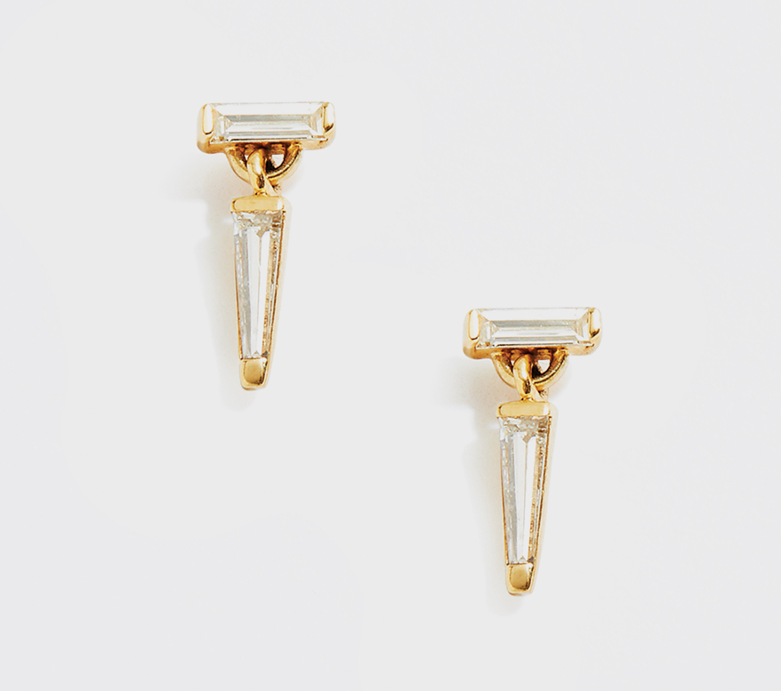 Tamsin Rasor Fine Jewelry 14K yellow gold earrings with diamonds.