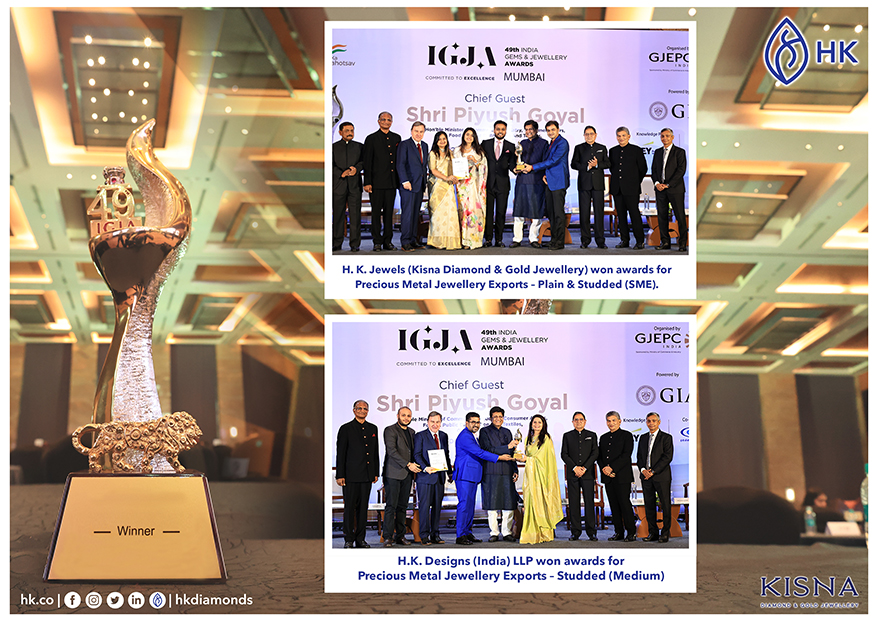 H.K. Designs (India) LLP Part of Hari Krishna Group and H. K. Jewels Pvt. Ltd. Parent Company of Kisna Diamond &#038; Gold Jewellery Win Awards at 49th GJEPC India Gem &#038; Jewellery Award