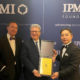 CIBJO President Gaetano Cavalieri (centre), receiving the 2023 IPMI Jun-ichiro Tanaka Distinguished Achievement Award, from Koichiro Tanaka, CEO of the Tanaka Group, during the 47th Conference of the International Precious Metals Institute (IPMI) in Scottsdale, Arizona, USA. They are joined on the podium by Jonathan Jodry, Business Development Director at Metalor Technologies SA. Dr. Jodry is also the Chair of the ISO Technical Committee 174 (ISO/TC 174) at the International Organization for Standardization, covering the fields of jewellery, diamonds, gemstones and precious metals.