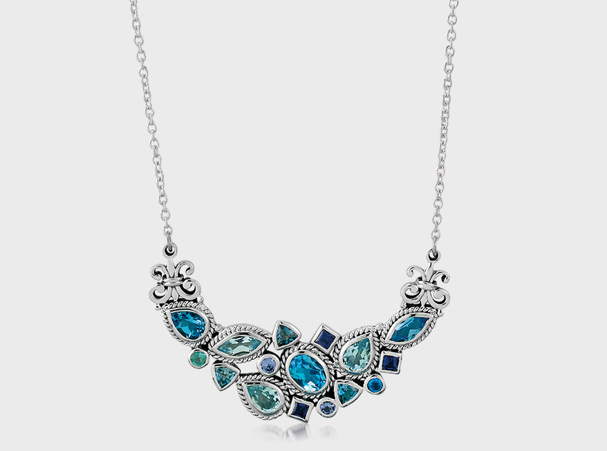 Samuel B. Sterling silver necklace with gemstones.