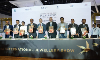 IIJS - Dignitaries unveiling Solitaire magazine during the inauguration of IIJS Premiere organised by the Gem & Jewellery Export Promotion Council (GJEPC) at JIO World Convention Centre