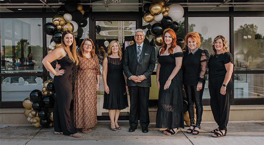 Mattie Mathias, Melissa Waterbury, store owners Lynn and Dan Hernandez, store manager Sally Winterman, DeAnn Groner and Lindsey Dean, from left, have forged a collaborative and cohesive team.