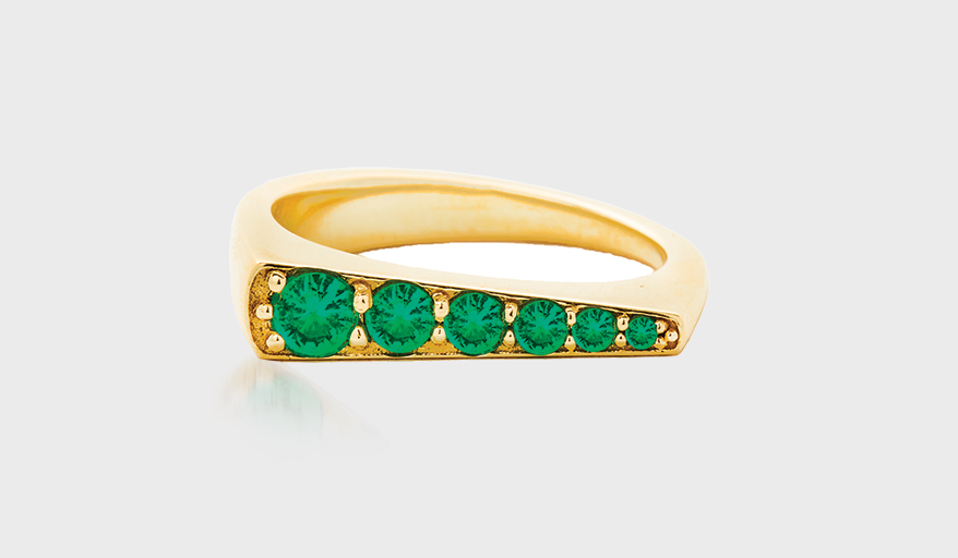 Campbell and Charlotte 14K yellow gold ring with emerald