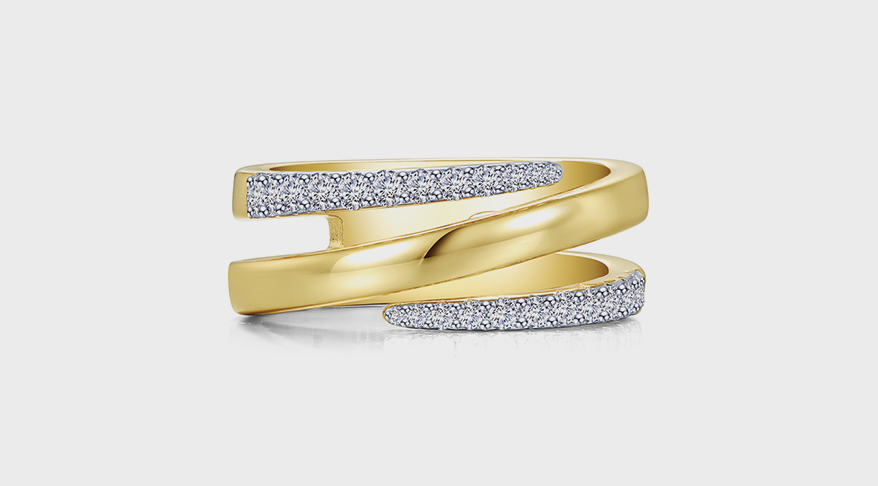 Lafonn Sterling silver ring plated with gold and platinum, with simulated diamonds