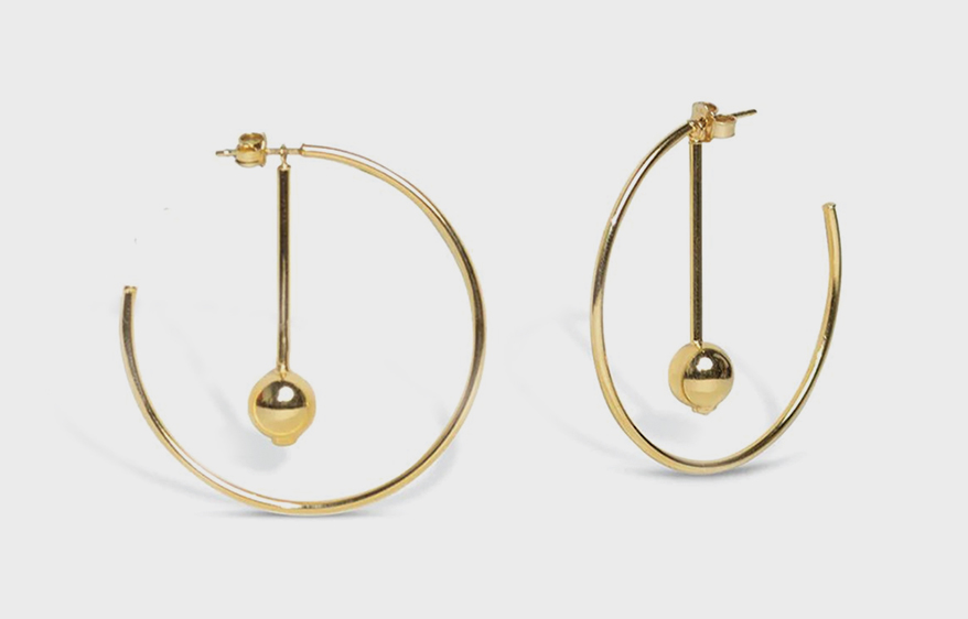 Adroit Fine Jewelry 14K yellow gold hoop earrings with charms.