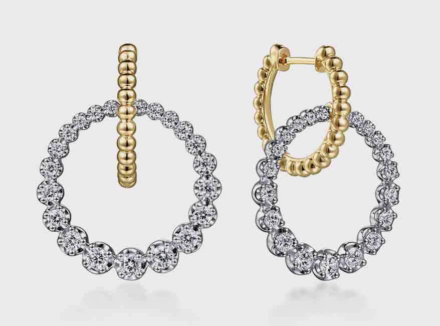 Gabriel & Co. 14K white and yellow gold earrings with diamonds