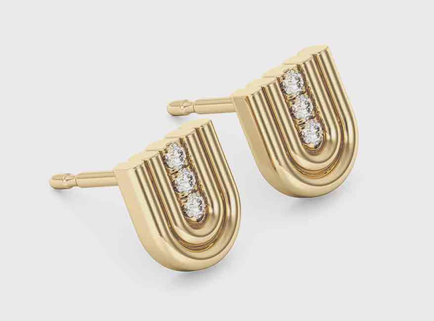 Casey Perez 14K yellow gold earrings with diamonds.