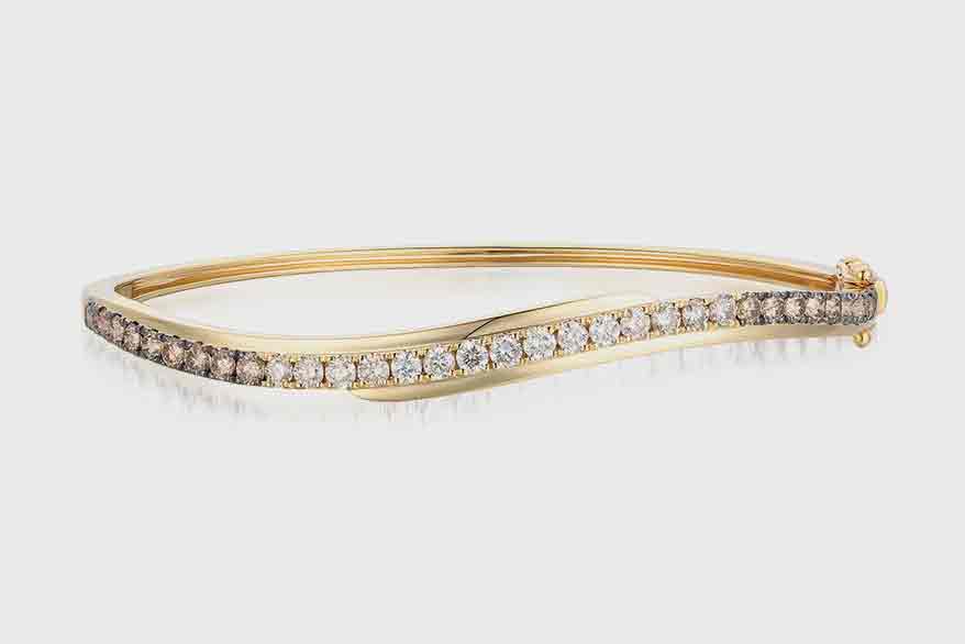 Le Vian 14K yellow gold brangle bracelet with ombré diamonds.
