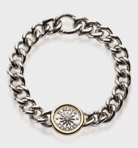 Rhodium-plated sterling silver bracelet with 24K yellow gold plating