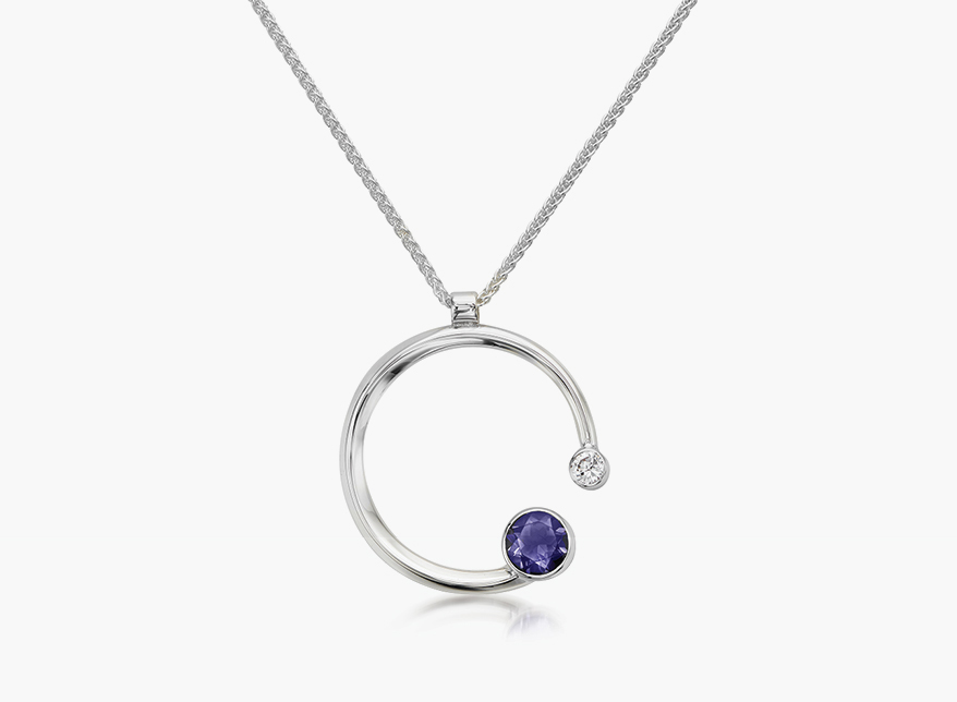 E.L. Designs by Ed Levin Studio Sterling silver necklace with iolite and diamond.