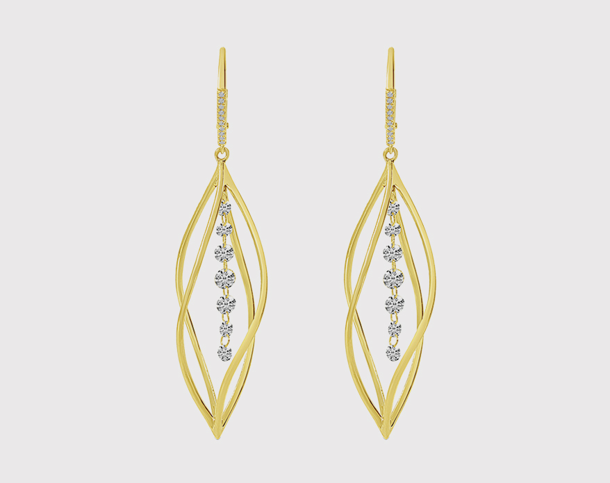 Brevani 14K yellow gold earrings with diamonds