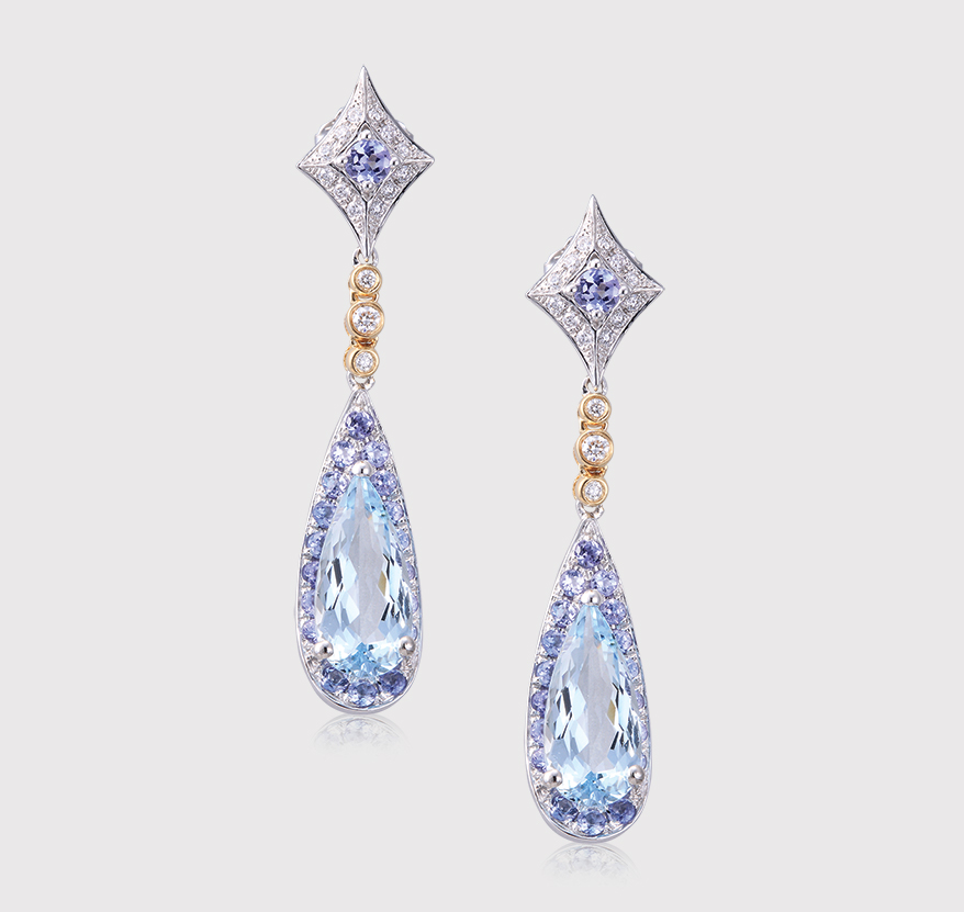 Denny Wong Designs 18K white and yellow gold earrings with diamonds