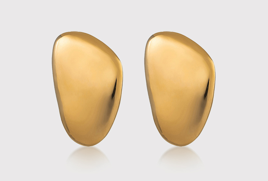 Christina Caruso Earrings with 14K yellow gold plating over recycled brass.