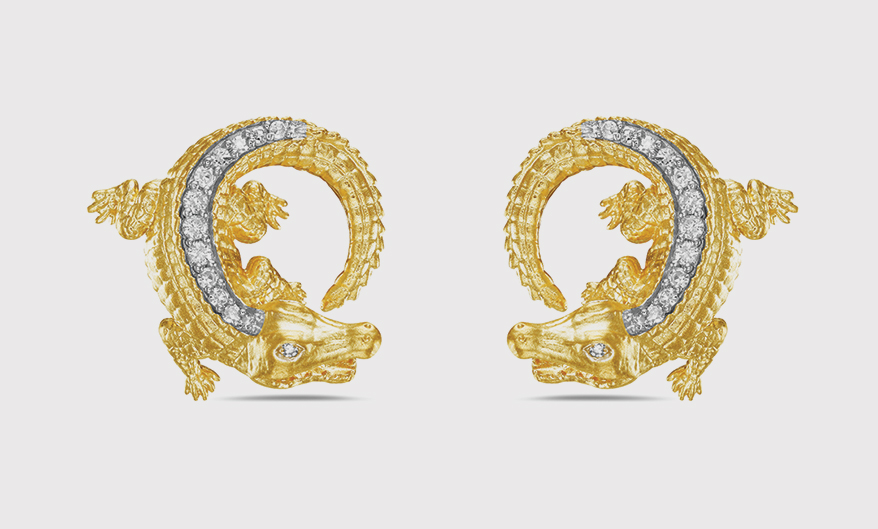 Shula NY 14K yellow gold earrings with diamonds