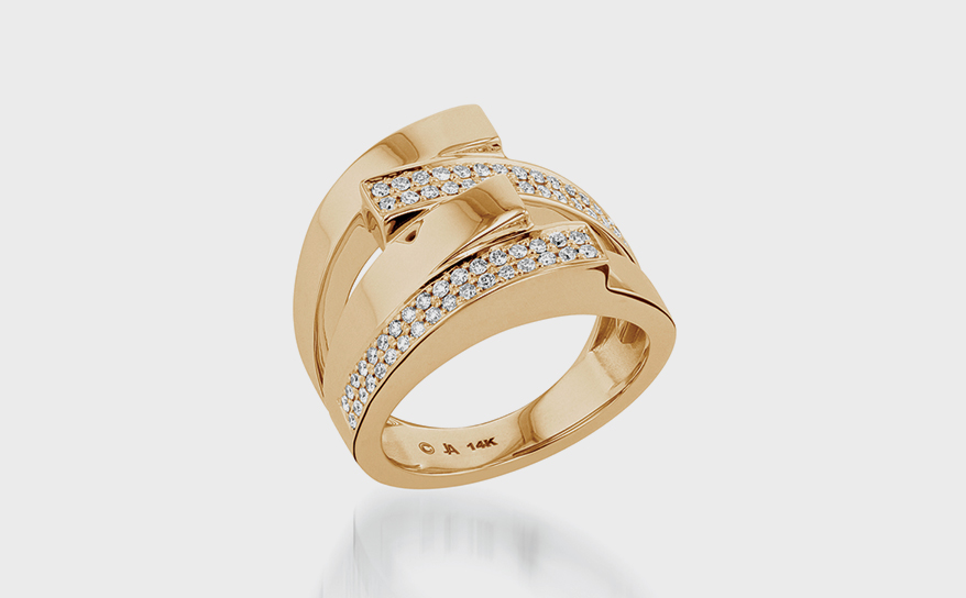 14K yellow gold ring with diamonds.