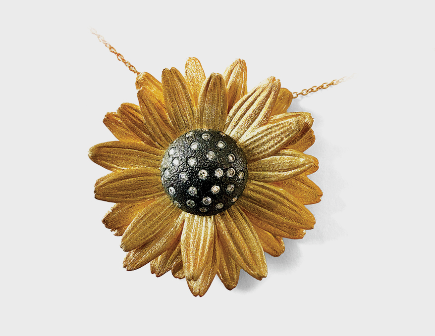 18K yellow-gold-plated silver pendant necklace with diamonds (0.18 TCW).