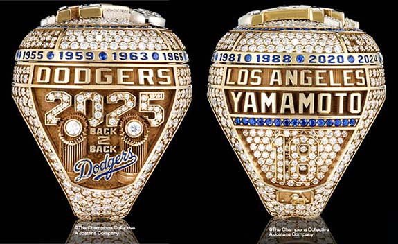 Dodgers&rsquo; Championship Rings Feature Diamonds, Sapphires and Game 7 Dirt