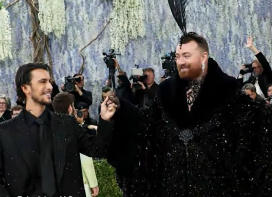 Judge the Jewels: Sam Smith Channels Erté at the Met Gala in Black Beads & Feathered Aigrette